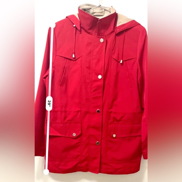 Portrait Women's Red Jacket Coat Adjustable with Pockets Size M - Picture 5 of 13